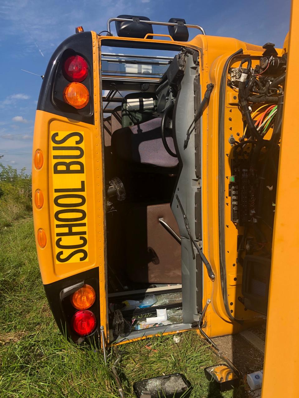 A Marlington Local school bus carrying 19 students home overturned Monday afternoon in Marlboro Township. The driver and some students received minor injuries, police said.