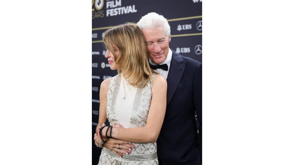 Alejandra Gere and Richard Gere attend the "Wisdom of Happiness" green carpet during the 20th Zurich Film Festival 