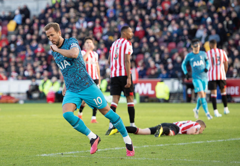 Harry Kane celebrates Tottenham's goal against Brentford on Boxing Day 2022. Photo;  Visionhouse / Getty Images