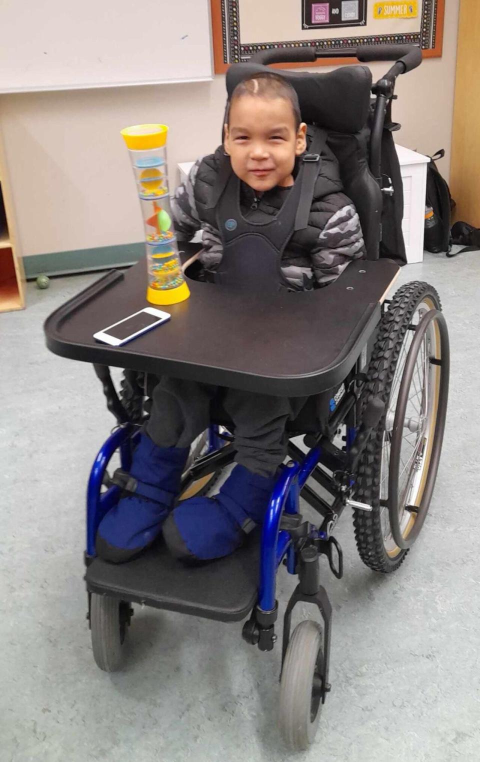 Josiah Sangoya, 7, uses a wheelchair and was travelling to Ottawa with his family for medical appointments. 