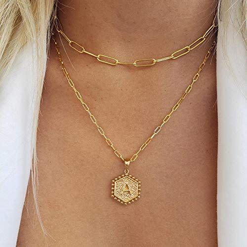 9) Dainty Layered Initial Necklaces