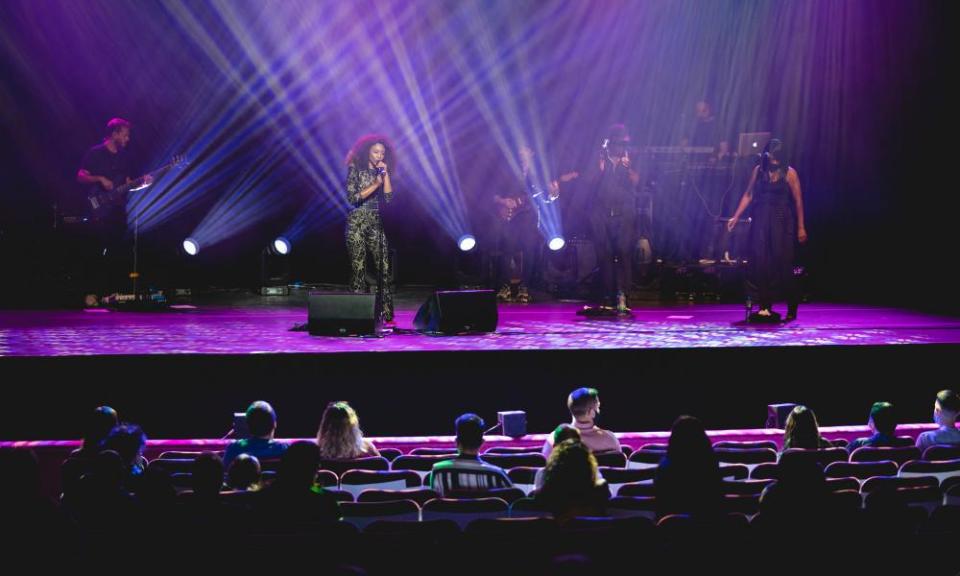 Beverley Knight on stage at the London Palladium.