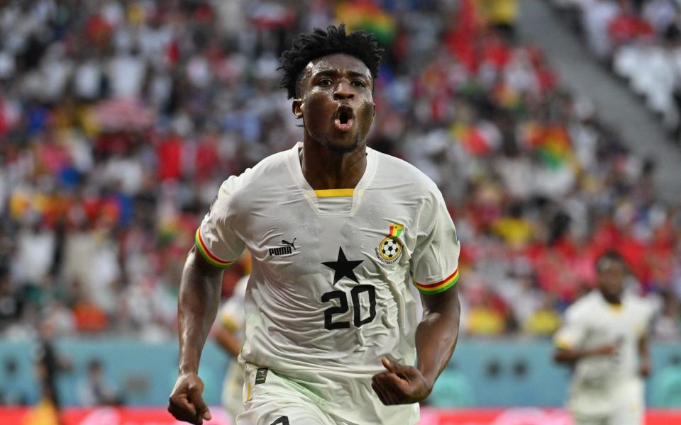 Ghana's midfielder #20 Mohammed Kudus celebrates scoring his team's second goal - AFP