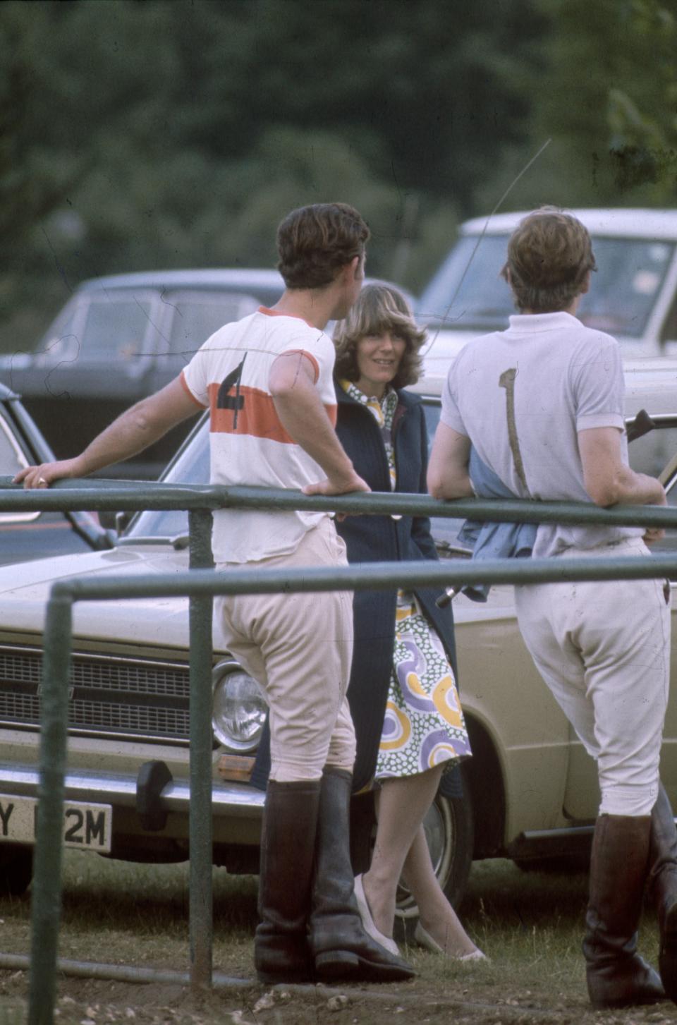 circa 1970:  Charles, Prince of Wales and Camilla Parker-Bowles resting after a polo match.  (Photo by Serge Lemoine/Getty Images)