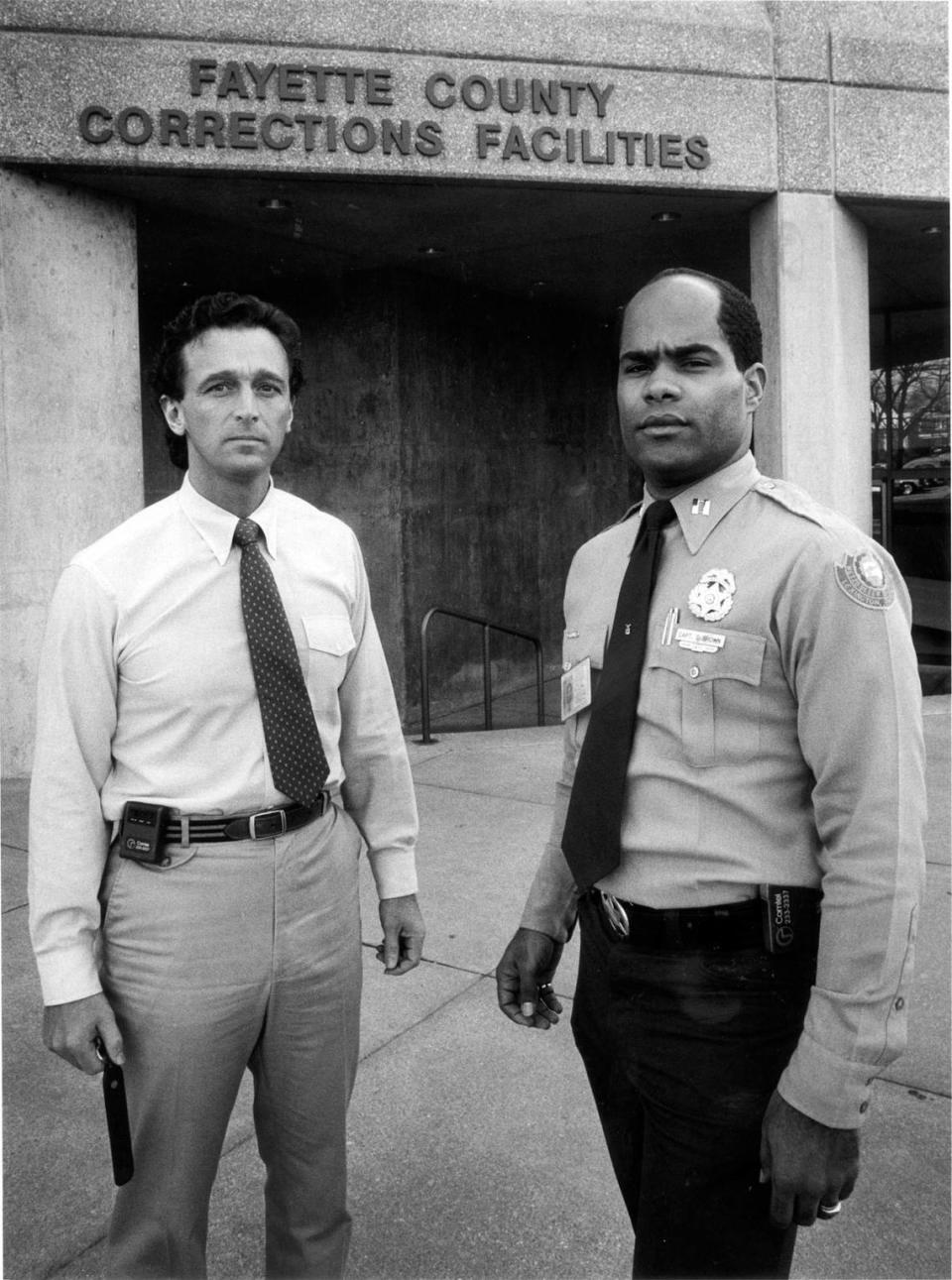 Ray Sabbatine, director, Fayette County Corrections Facilities and Captain Glenn Brown, Feb. 5, 1989.