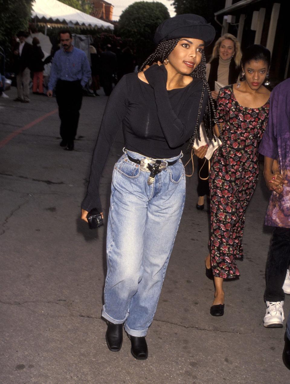 Janet Jackson's "Poetic Justice" era was punctuated by her signature box braids and light-wash jeans.