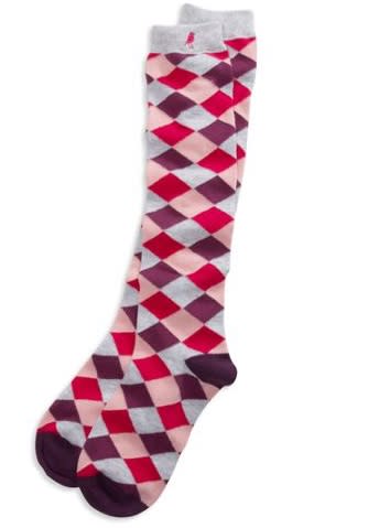 Even worn under pants on cold days, punchy pink argyle knee socks are pitch perfect for fall.