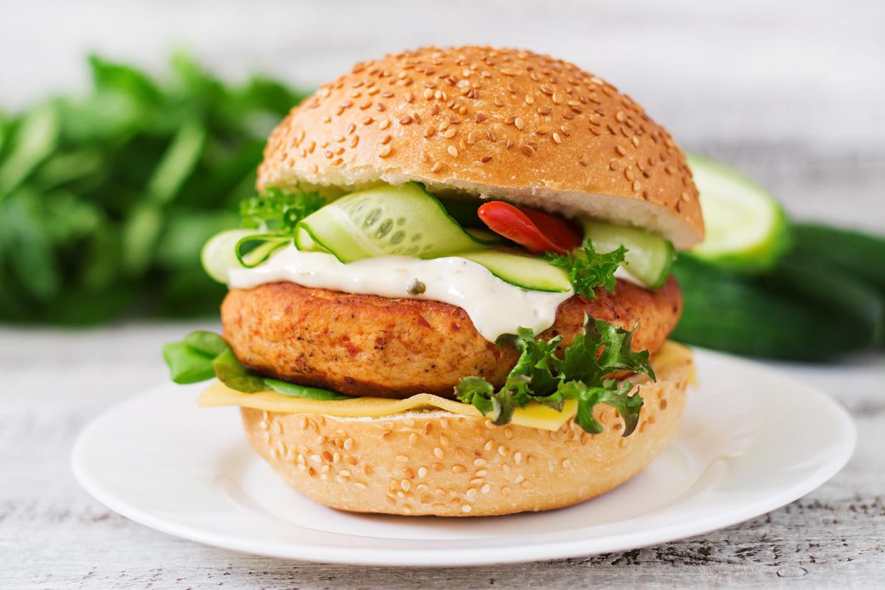 Cucumber Salad on Hamburger