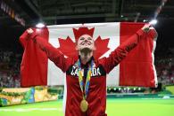 <p>Four years after winning the gold medal in London, Rosie MacLennan made Canada proud once again with her second straight gold medal in women’s trampoline. The King City, Ont., native became the first Canadian summer athlete to ever defend an Olympic title in an individual event.Click <a rel="nofollow" href="https://ca.sports.yahoo.com/news/rosie-maclennan-trampoline-gold-highlights-212615079.html" data-ylk="slk:here;elm:context_link;itc:0;sec:content-canvas;outcm:mb_qualified_link;_E:mb_qualified_link;ct:story;" class="link  yahoo-link">here</a> to read more. </p>