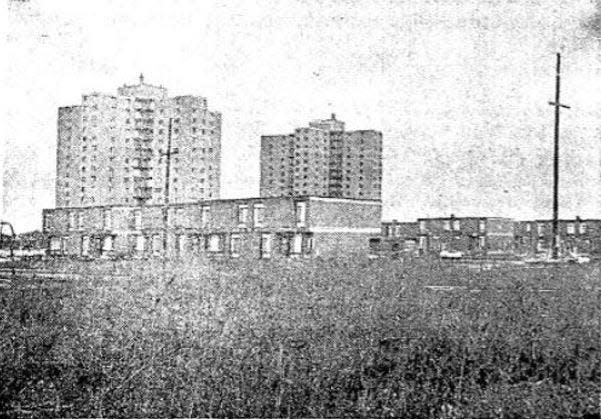 March 1969: The towers are pictured here with the caption noting that more low-income housing will be built on the cleared area.
