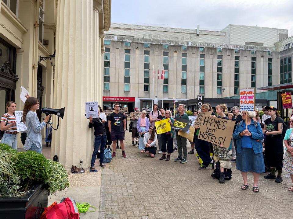 Protesters gather at Brighton Town Hall 