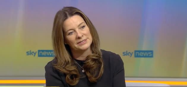 Gillian Keegan urged people to come forward for their coronavirus vaccines and booster shots to help tackle the new omicron variant. (Photo: Sky News)