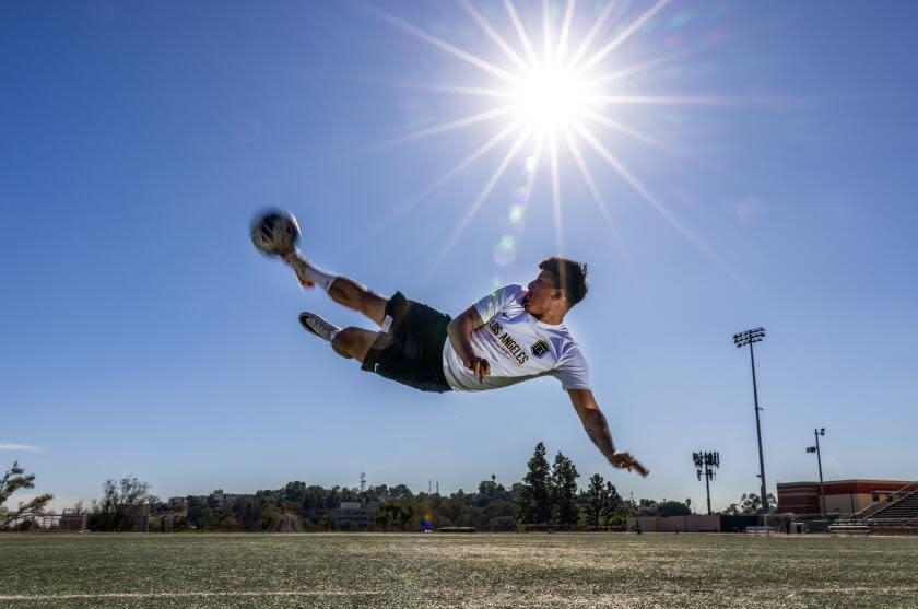 LOS ANGELES, CA - NOVEMBER 14, 2023: Bryan Ortega, standout soccer player on the Cal State.