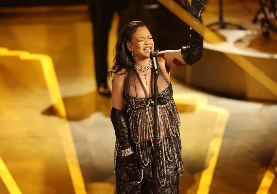 Rihanna performs at the 95th Annual Academy Awards held at Dolby Theatre on March 12, 2023 in Los Angeles, California.