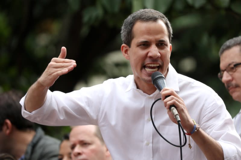 Juan Guaido, president of Venezuela's National Assembly speaks during a citizen assembly in Caracas