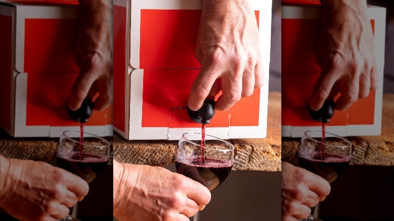 pouring box wine