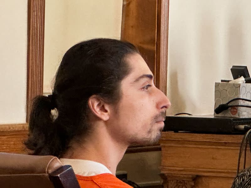 Ryan Martinez, charged with attempted murder for the alleged shooting of climate activist Jacob Johns appears at a court hearing in Tierra Amarilla