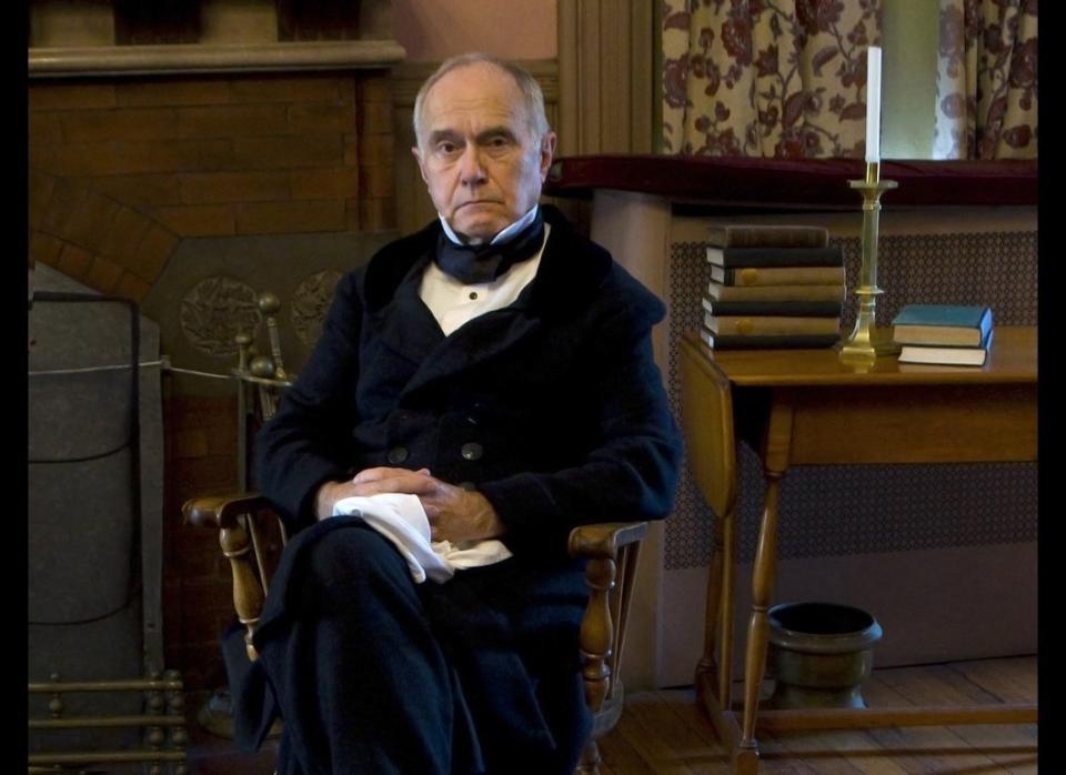 Cooke also does shows as John Quincy Adams, who he says is a powerful example of what a man can do at the end of life if he is driven to do something. Adams died in 1848 after having a cerebral hemmorhage while raising an objection in the House of Representatives and Cooke admits that appeals to him. "I'd quite like to keel over and make my final exit in performance much as he did in Congress -- I'm not in any hurry!"