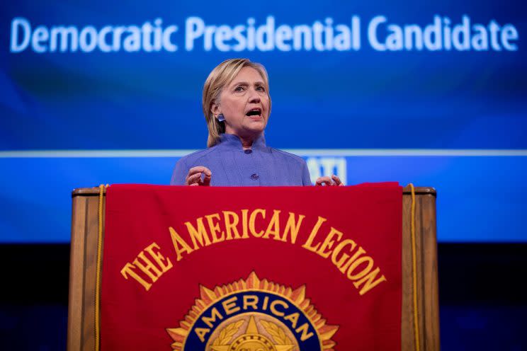 Hillary Clinton speaks at the American Legion's 98th Annual Convention. (Photo: Andrew Harnik/AP)