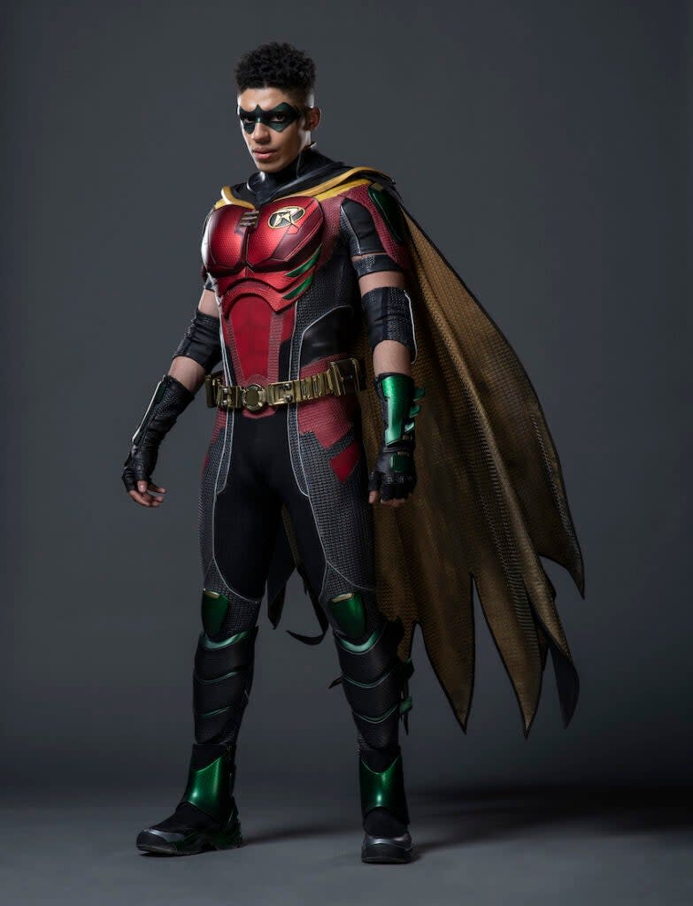 Jay Lycurgo in the new Robin supsuit created by costume designer Laura Jean (“LJ”) Shannon (HBO Max)