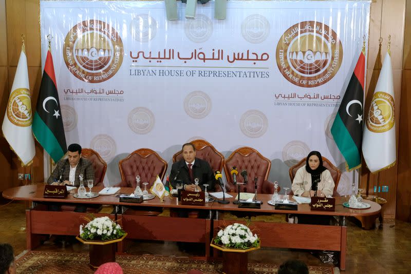 Members of the Libyan House of Representatives meet in Benghazi