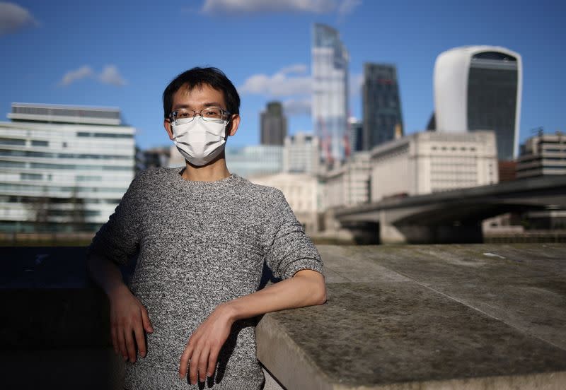 Aragorn, a Hong Kong citizen poses for a photograph in central London