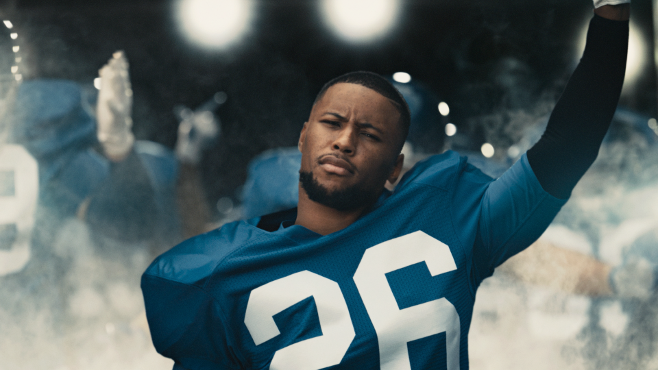 Giants running back Saquon Barkley is featured in a promotional campaign for small-business software.