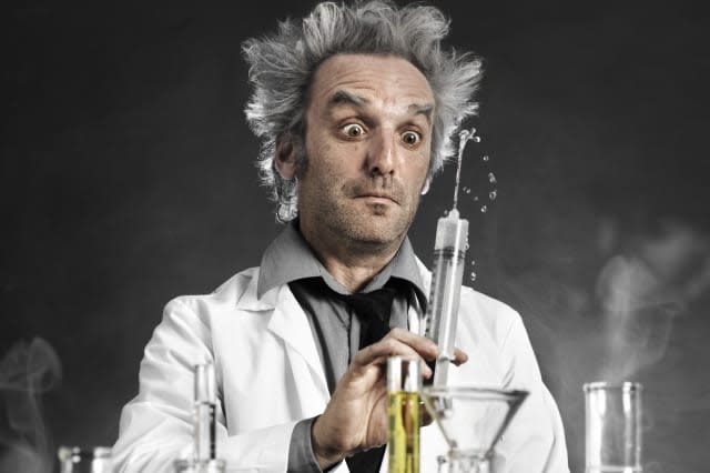 Mad scientist playing with syringe http://www.lisegagne.com/images/conceptual.jpg