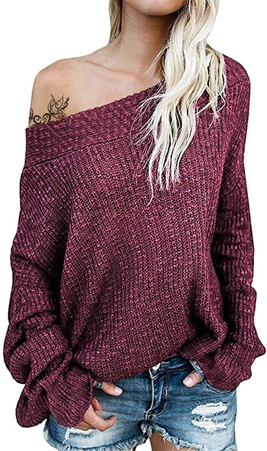 Off-the-Shoulder Batwing Sleeve Sweater