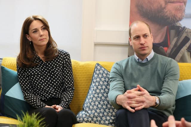 Duke and Duchess of Cambridge who have pledged to make supporting the mental health of frontline workers battling coronavirus their “top priority” in the months ahead. Brian Lawless/PA Wire