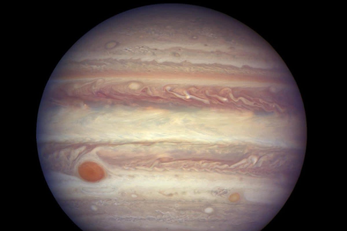 Jupiter won’t look quite as good as this image from Nasa when you view it tonight  (NASA, ESA, and A. Simon (GSFC) via AP)