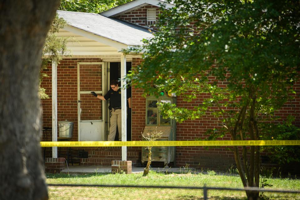 Fayetteville police investigate a homicide on the 3700 block of Carlos Avenue on Wednesday, May 24, 2023, in Fayetteville. Police said Nasir Scott, 18, shot and killed Tatiana Haywood, 18, before turning the gun on himself.