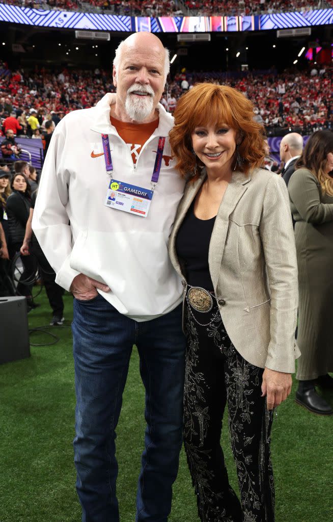 las vegas, nevada february 11 l r rex linn and reba mcentire attend the super bowl lviii pregame at allegiant stadium on february 11, 2024 in las vegas, nevada photo by kevin mazurgetty images for roc nation