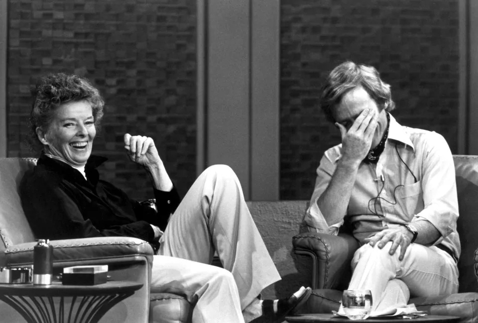 Katharine Hepburn on <em>The Dick Cavett Show</em> in 1973. When the actress first met the talk-show host, she immediately asked him about “the man who died.” (Photo: Everett Collection)