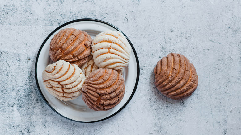 Vanilla and chocolate conchas