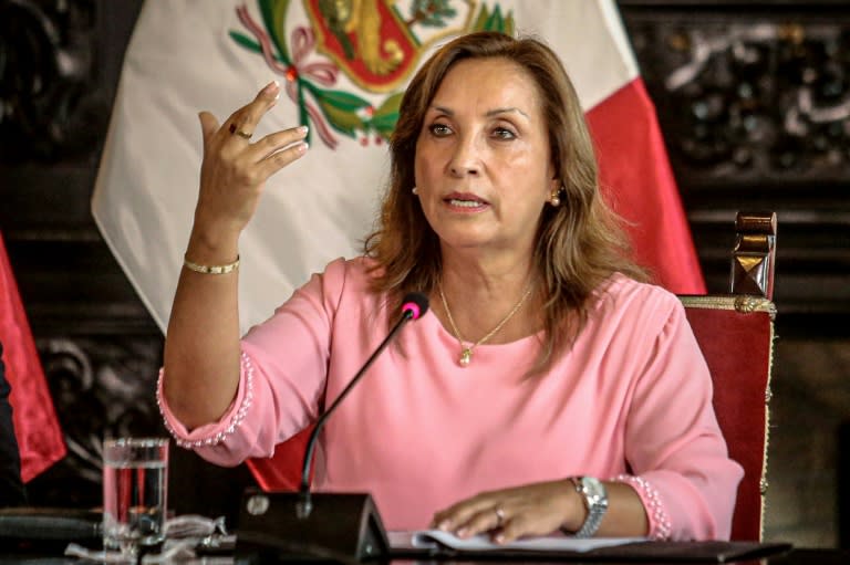 La presidenta de Perú, Dina Boluarte, el 5 de abril de 2024 en Lima (Stringer)