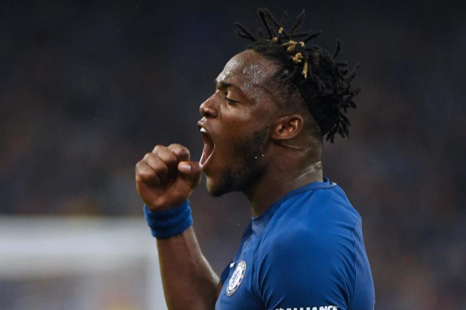 Glory: Michy Batshuayi celebrates after scoring against Arsenal: AFP/Getty Images