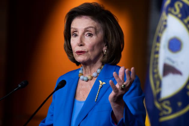 Speaker of the House Nancy Pelosi (D-Calif.) conducts her weekly news conference in the Capitol Visitor Center where she discussed the House vote on debt ceiling on Oct. 12. (Photo: Tom Williams via Getty Images)