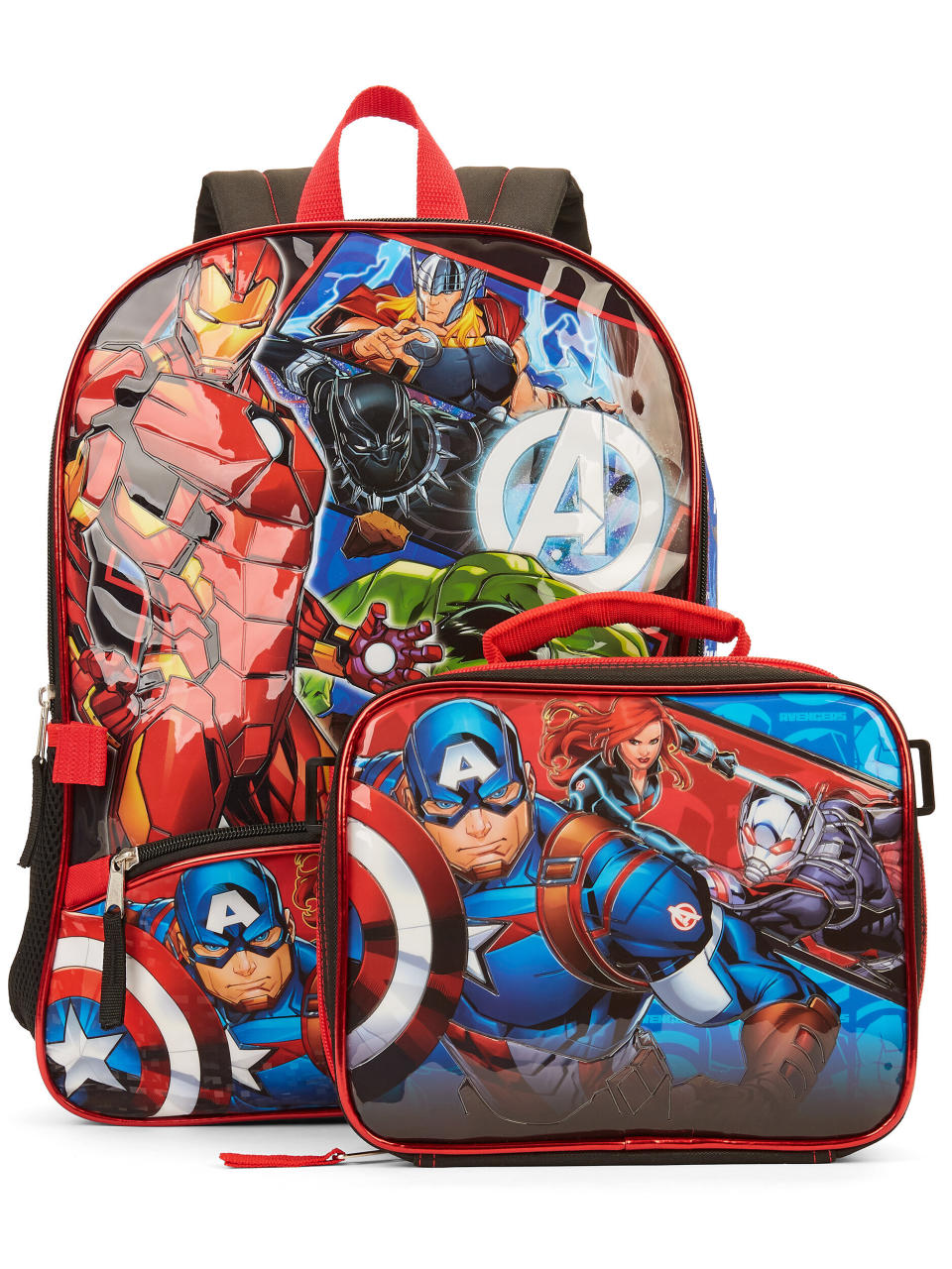 Find this <a href="https://fave.co/2X19EH0" target="_blank" rel="noopener noreferrer">Avengers backpack with matching lunch bag</a> for $15 at <a href="https://fave.co/2X19EH0" target="_blank" rel="noopener noreferrer">Walmart</a>.