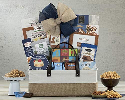 Broadway Basketeers Photo Gift Box with Lid, Gourmet Food, Tea & Cocoa -  Cookies and Snacks Care Package for Women, Men, Families, Memory Box for