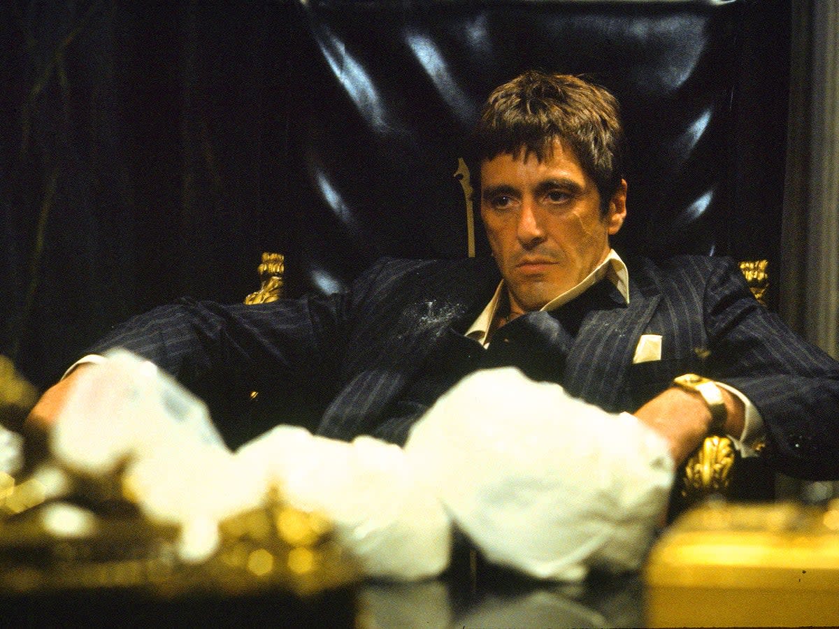 We consistently find it impossible to take cocaine seriously: Al Pacino in 1983’s ‘Scarface’ (Sky/Universal)