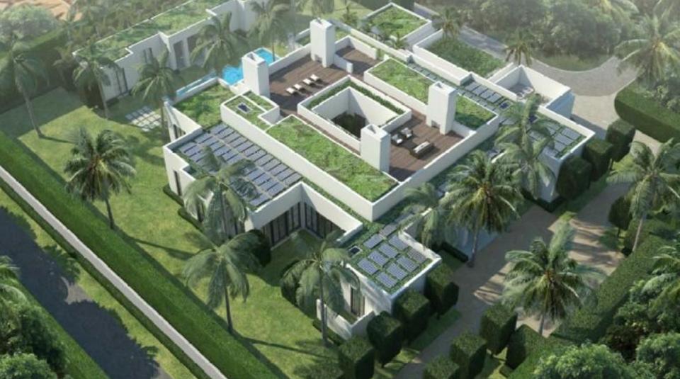 Designer Tom Ford gave up ownership of this house at 241 Jungle Road, seen in a rendering, in a May 'house swap' in Palm Beach said to be valued at $100 million. Ford now owns Brian and Andrea Kasoy's former house, a town landmark at 195 Via Del Mar.