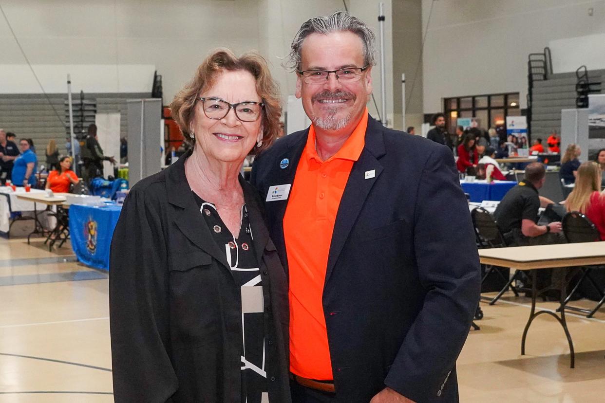 Fort Pierce Mayor Linda Hudson and Brian Bauer, president/CEO of CareerSource Research Coast, at this year's annual job fair held at the Havert L. Fenn Center.
