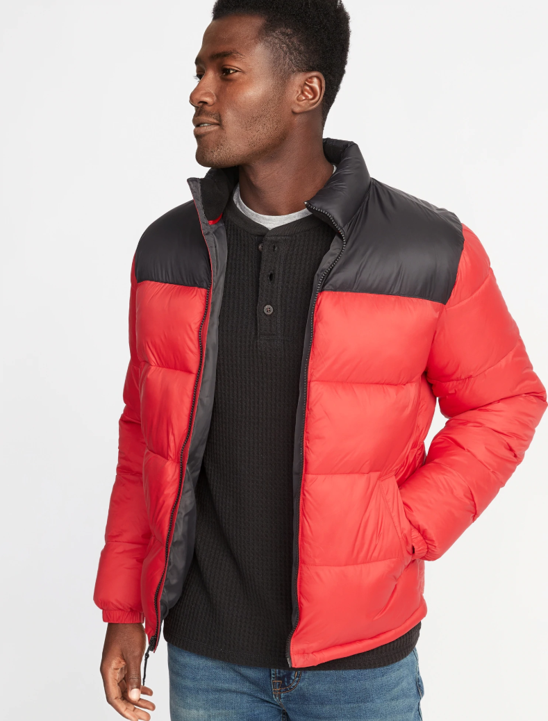 Old Navy Quilted Frost-Free Color-Block Nylon Jacket for Men
