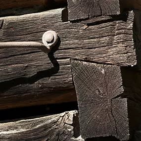 Closeup of notched log beams – Photo Courtesy: New River Gorge National Park and Preserve