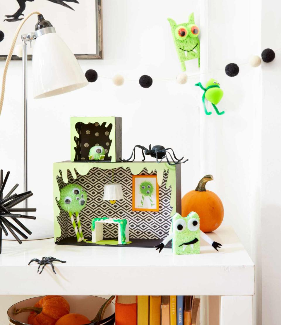 green and black monster house