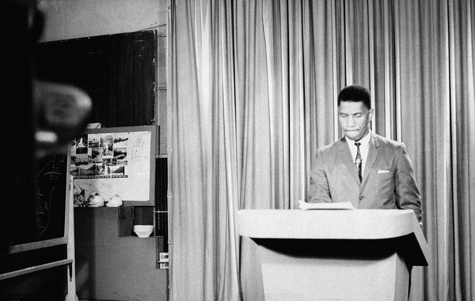 Medgar Evers speaks on TV about racism in America