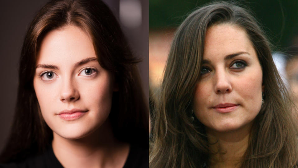 Left to right: Meg Bellamy (photo by Diana Field Photography), Kate Middleton in 2008 aged 26