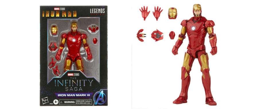 Iron Man 6" figure in packaging and outside of packaging