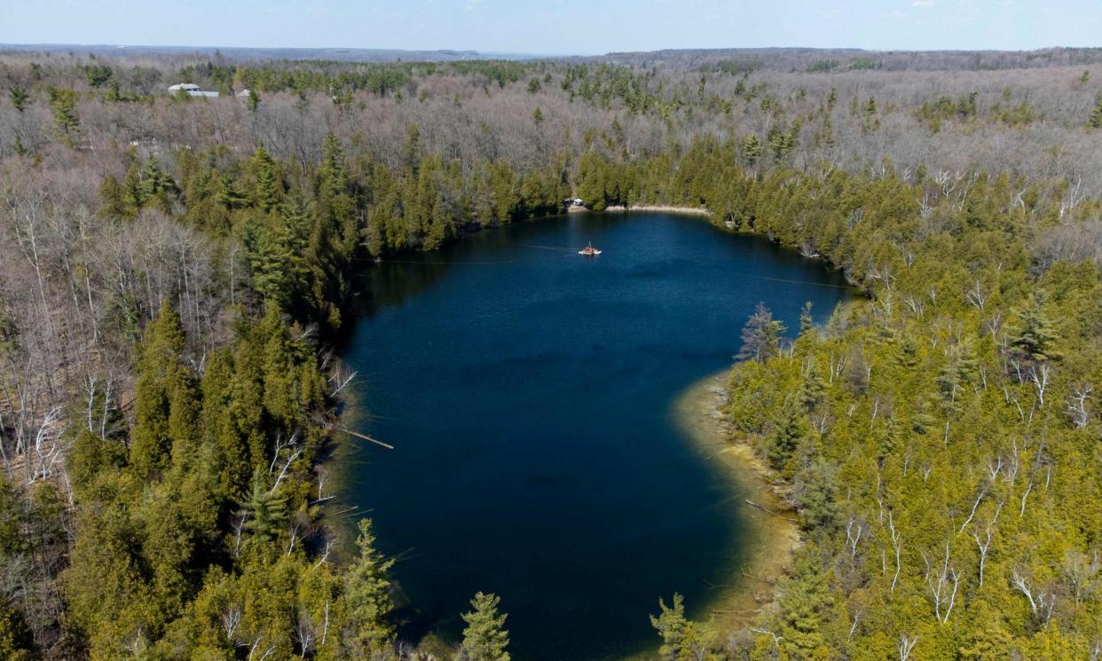 <span>A new epoch requires a specific location and sediments were collected in a sinkhole lake in Canada.</span><span>Photograph: Peter Power/AFP/Getty Images</span>